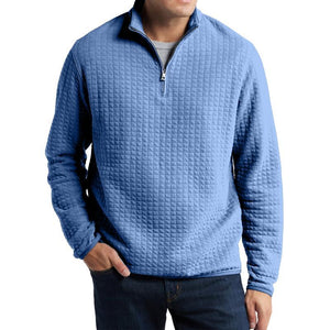 Men's Casual Solid Color Plaid Jacquard Loose Pullover Sweatshirt