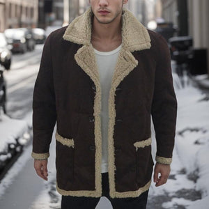 Men's Solid Color Shearling Coat