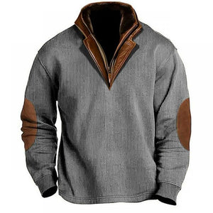 Herren-Sweatshirt mit Colorblock-Nähten und Kragenrevers