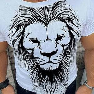 Herren Sommermode Kurzarm-T-Shirt mit Tiger-Print