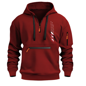 USA-Flagge, Freizeitsport, mehrere Reißverschlusstaschen, Armtasche, Herren-Sweatshirt, Kapuzenpullover