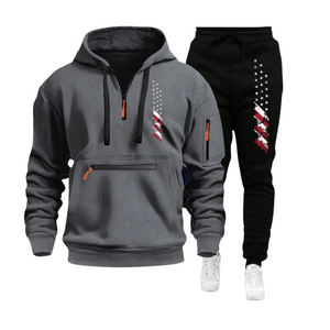 USA-FLAGGE, CASUAL SPORTS, MEHRERE REISSVERSCHLUSS-ARMTASCHE, HERREN-SWEATSHIRT, HOODIE-OUTFIT