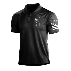 POLOSHIRT MIT SKELETT-RAGLAN-GRAFIK