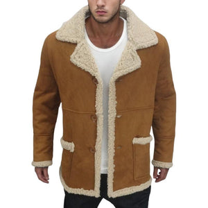 Men's Solid Color Shearling Coat