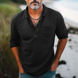 Bequemes Polo-T-Shirt aus Denim im Used-Look für Herren