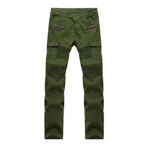 Men's Zipper Decor Multi-pocket Slim Jeans