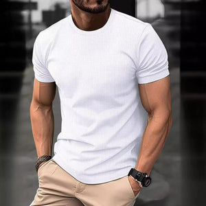 Lässiges, atmungsaktives Kurzarm-T-Shirt aus Eisseide mit Rundhalsausschnitt für Herren