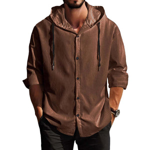 Einfarbiger, lässiger Langarm-Kapuzenpullover für Herren