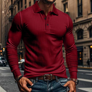 Lässiges elastisches Langarm-POLO-Shirt für Herren