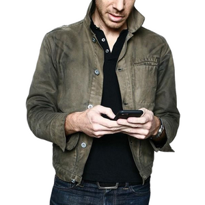 Men's Vintage Cotton Tie Dye Army Green Button Jacket