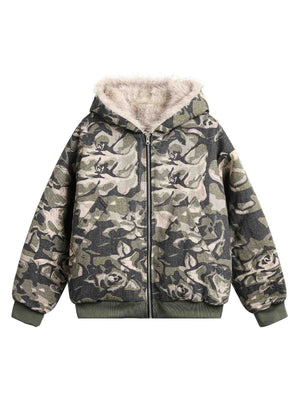Jacke mit Camouflage-Fell-Kapuze