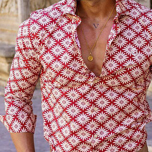 Men's Summer Brightly Printed Casual Long Sleeve Shirt