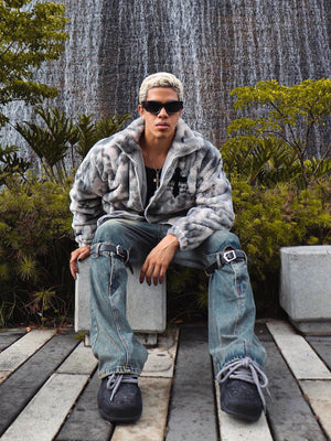 Strapazierfähige Batik-Urbanjacke aus Lammwollimitat