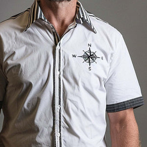 Men's Compass Printed Simple Short Sleeve Shirt
