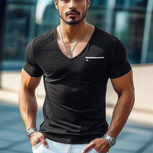 Hautfreundliches, faltiges Kurzarm-T-Shirt aus Eisseide im Slim Fit für Herren