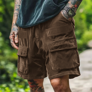 Lässige Cord-Cargo-Shorts mit mehreren Taschen für Herren