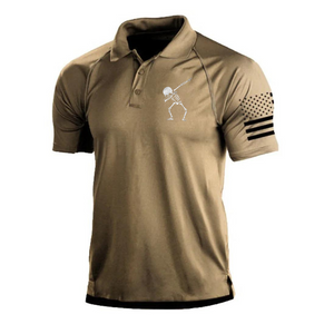 POLOSHIRT MIT SKELETT-RAGLAN-GRAFIK
