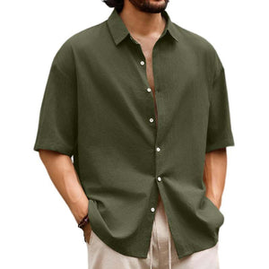 Men's Casual Solid Hawaiian Short Sleeve Shirt