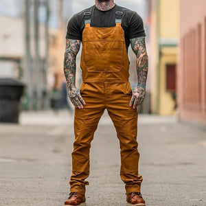 Men's Retro Casual Solid Color Workwear Overalls