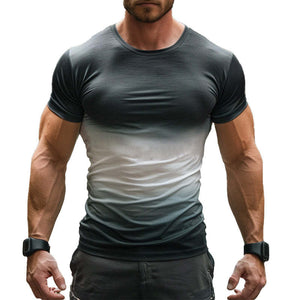 Men's Gradient Print Short Sleeve Cotton T-Shirt