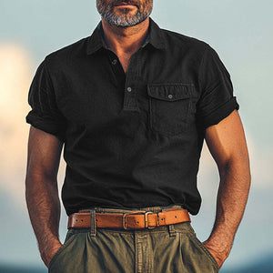 Men's Summer Comfort Distressed Polo Neck T-Shirt