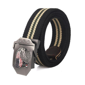 Men's USA Eagle Flag Canvas Automatic Smooth Buckle Belt