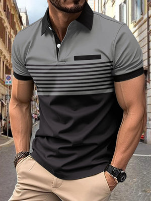Herren-Poloshirt mit Reißverschluss und Streifen