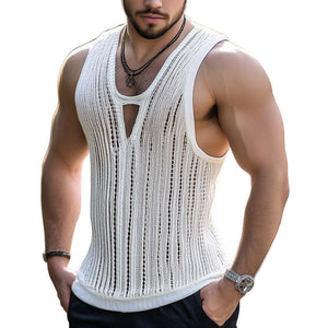Bequemes Sommer-Basics-Tanktop für Herren im klassischen Strick-Stil