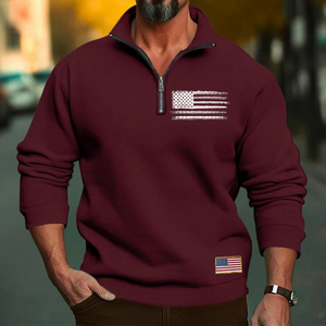 USA FLAGGE HERREN CASUAL SPORT KRAGEN LOCKER REISSVERSCHLUSS SWEATERSHIRT