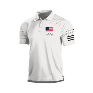 Poloshirt mit olympischer USA-Flagge und Raglan-Grafik