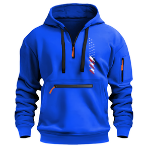 USA-Flagge, Freizeitsport, mehrere Reißverschlusstaschen, Armtasche, Herren-Sweatshirt, Kapuzenpullover