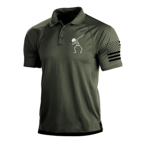 POLOSHIRT MIT SKELETT-RAGLAN-GRAFIK