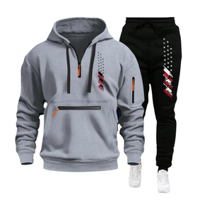 USA-FLAGGE, CASUAL SPORTS, MEHRERE REISSVERSCHLUSS-ARMTASCHE, HERREN-SWEATSHIRT, HOODIE-OUTFIT