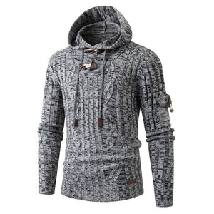 Slim Fit Langarm-Strick-Hoodie für Herren