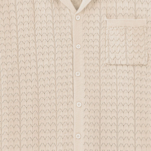 Men's Casual Lapel Hollow Jacquard Knitted Slim Fit Short Sleeve Cardigan