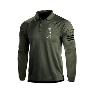 Langärmliges Poloshirt mit Totenkopf-Print und Raglanärmeln