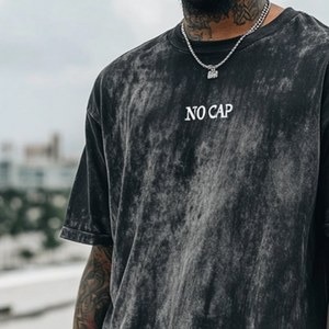 Herren Retro Casual No Cap Bedrucktes T-Shirt mit Rundhalsausschnitt und kurzen Ärmeln