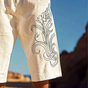 Men's Casual Simple Printed Mid-length Trousers