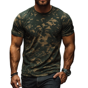 Men's Retro Camouflage Printed Round Neck Short Sleeve T-Shirt