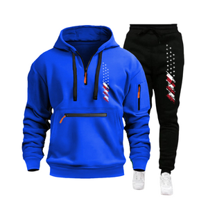 USA-FLAGGE, CASUAL SPORTS, MEHRERE REISSVERSCHLUSS-ARMTASCHE, HERREN-SWEATSHIRT, HOODIE-OUTFIT