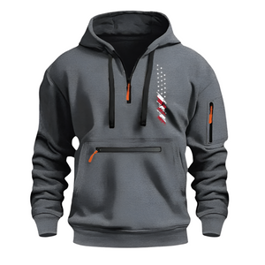 USA-Flagge, Freizeitsport, mehrere Reißverschlusstaschen, Armtasche, Herren-Sweatshirt, Kapuzenpullover