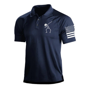 POLOSHIRT MIT SKELETT-RAGLAN-GRAFIK