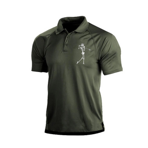 POLOSHIRT MIT RAGLAN-GRAFIK UND SKELETTDRUCK