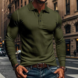 Lässiges elastisches Langarm-POLO-Shirt für Herren