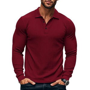 Lässiges elastisches Langarm-POLO-Shirt für Herren