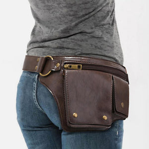 Herren Outdoor Sports Reißverschluss Verstellbare Leder-Gürteltasche