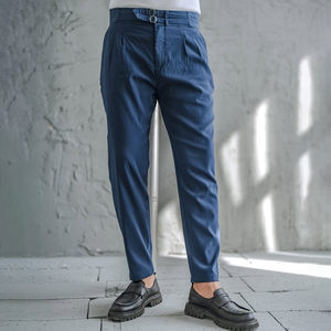 Britische neapolitanische Anzughose mit hoher Taille für Herren