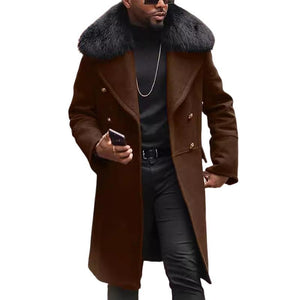Men's Winter Fur Collar Mid-length Coat