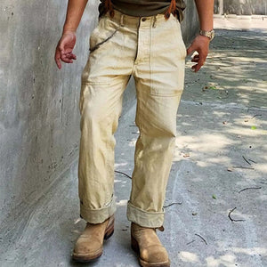 Khakifarbene Vintage-Cargohose für Herren