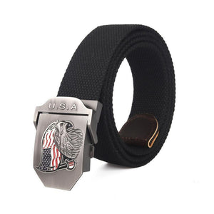 Men's USA Eagle Flag Canvas Automatic Smooth Buckle Belt